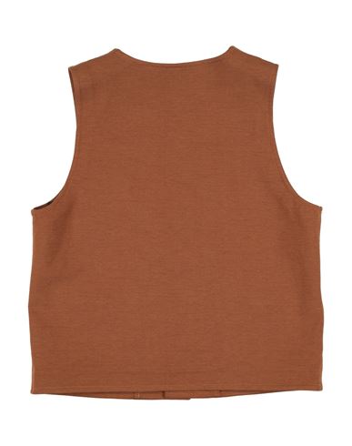 Kid Boy Tailored Vest Brown Size 14 Cotton, Polyamide, Elastane