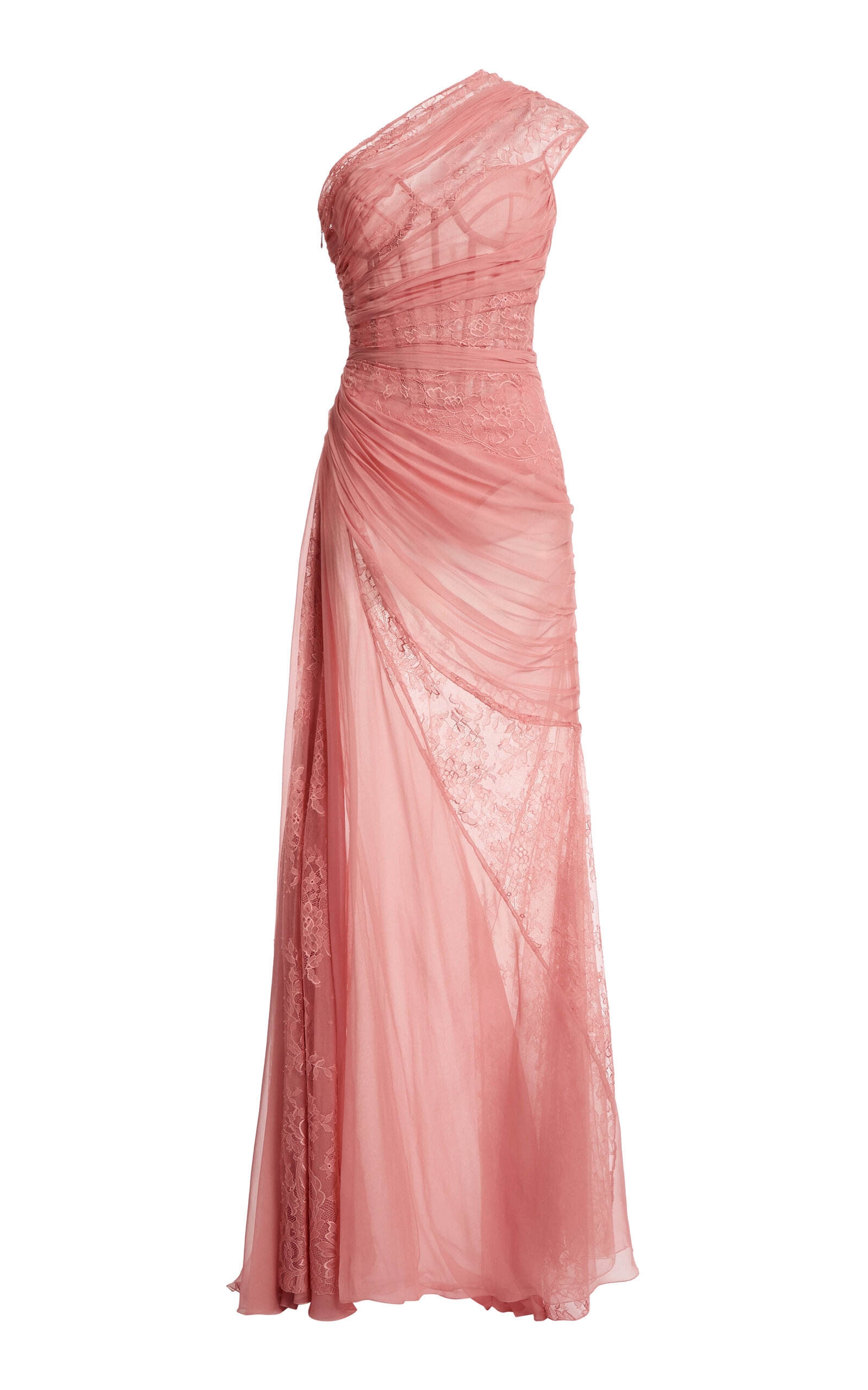 Chiffon Draped Silk Long Dress - Moda Operandi