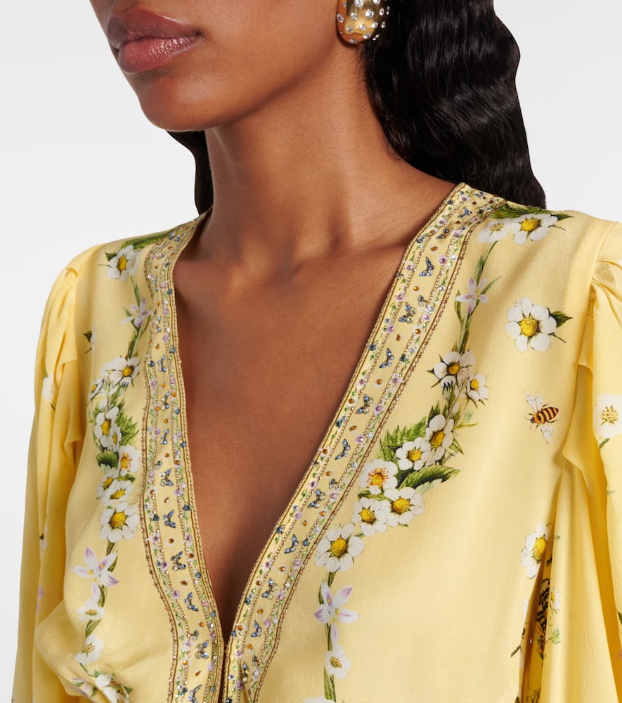 Daisy Chains embellished silk minidress