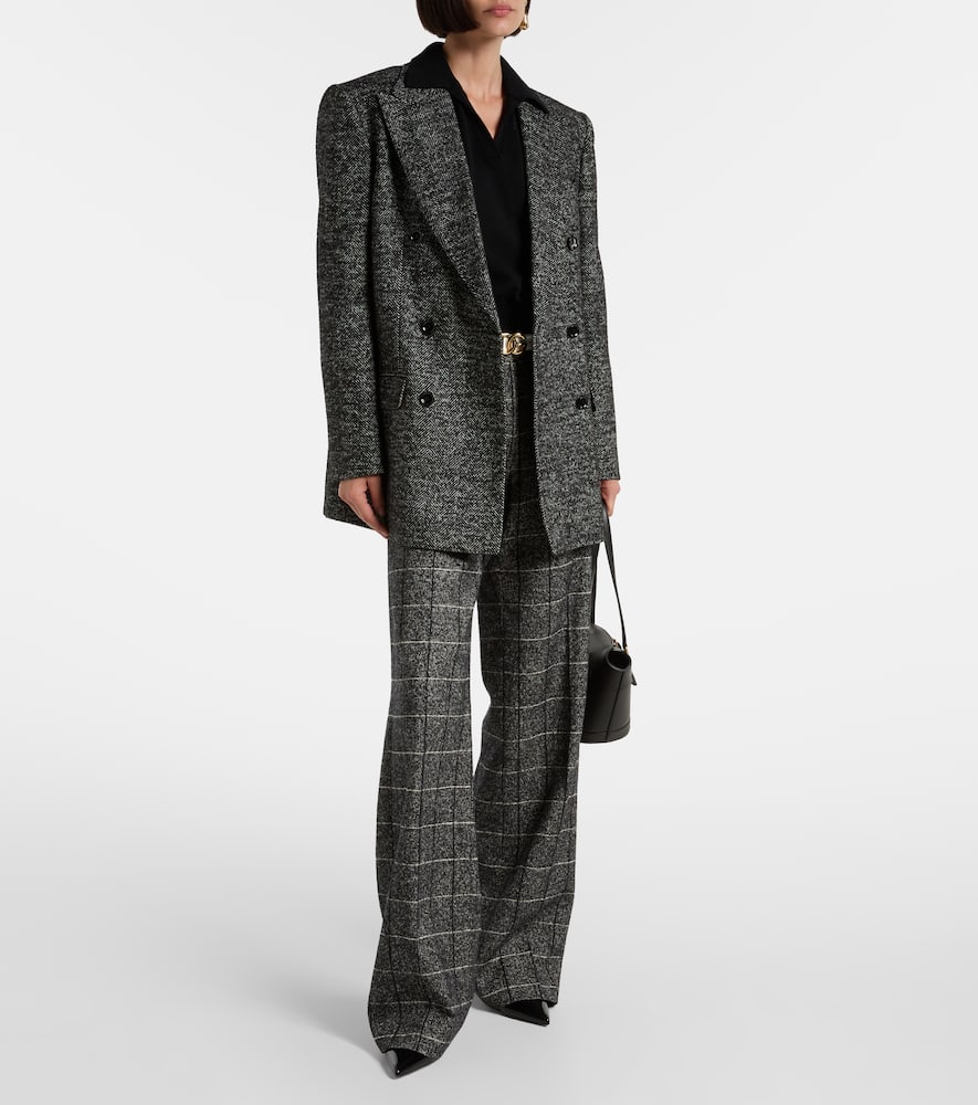 High-rise wool-blend wide-leg pants