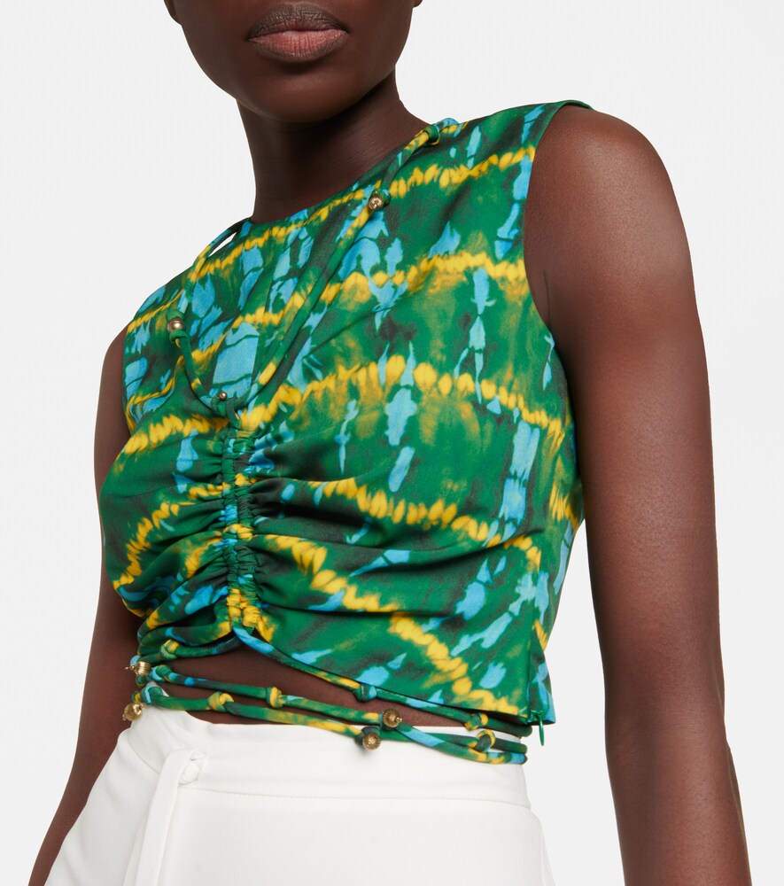 Altuzarra Ayana printed ruched crop top