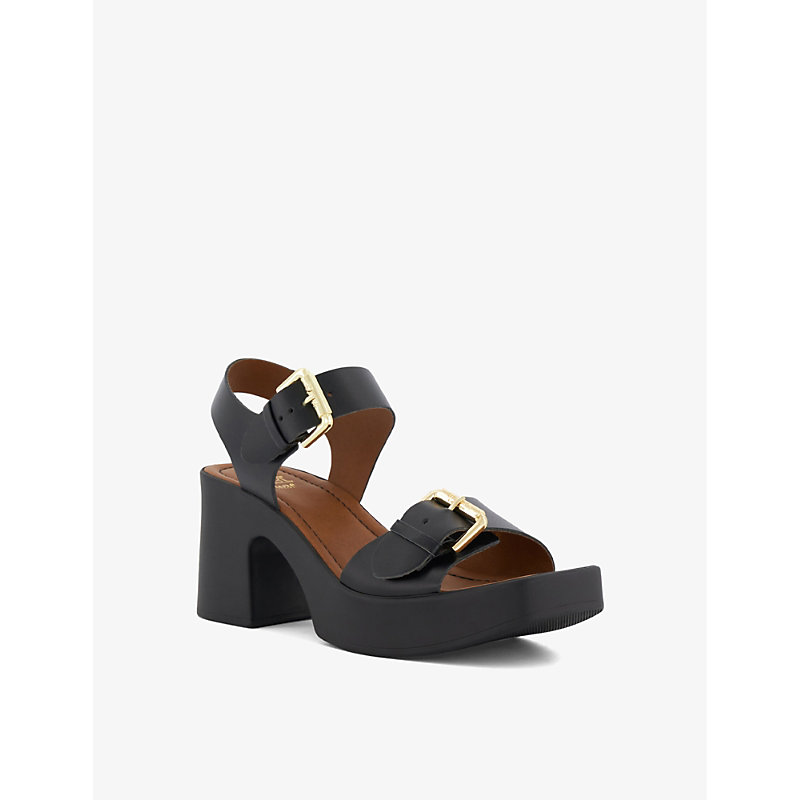 Womens Black-leather Jenies Leather Platform Sandals