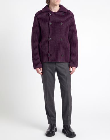 Man Cardigan Plum Size S Wool