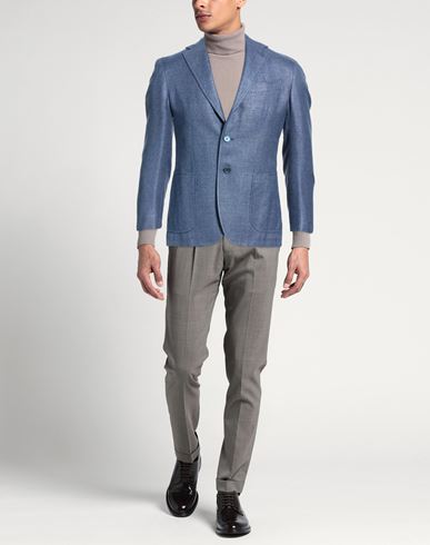 Man Blazer Slate blue Size 32 Silk, Cotton