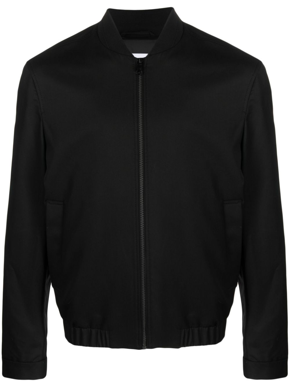 Band-collar zip-fastening bomber jacket - Black