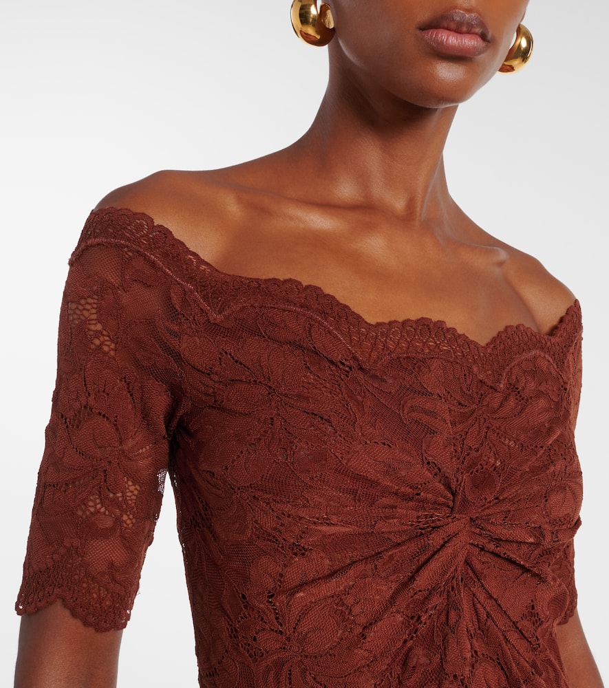 Off-shoulder lace maxi dress