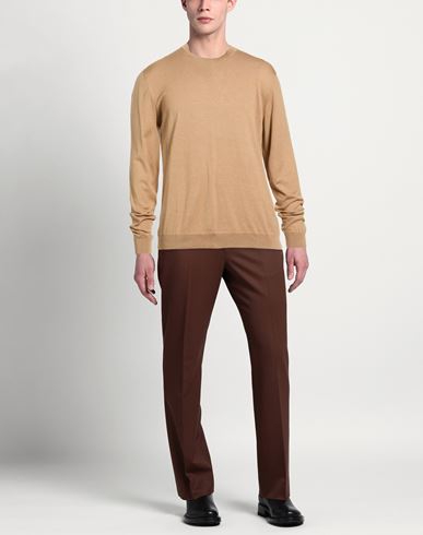Man Sweater Camel Size 46 Silk, Cotton
