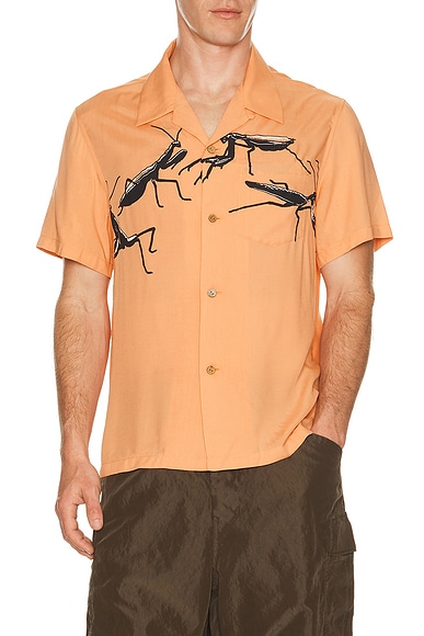 JW Anderson Short Sleeve Camp Collar Shirt in Peach - Peach. 48 also