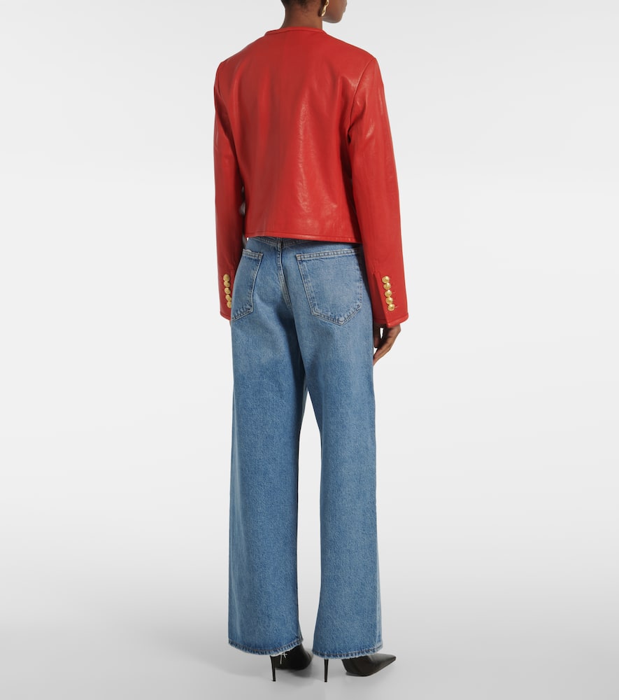 Suz leather-trimmed suede jacket