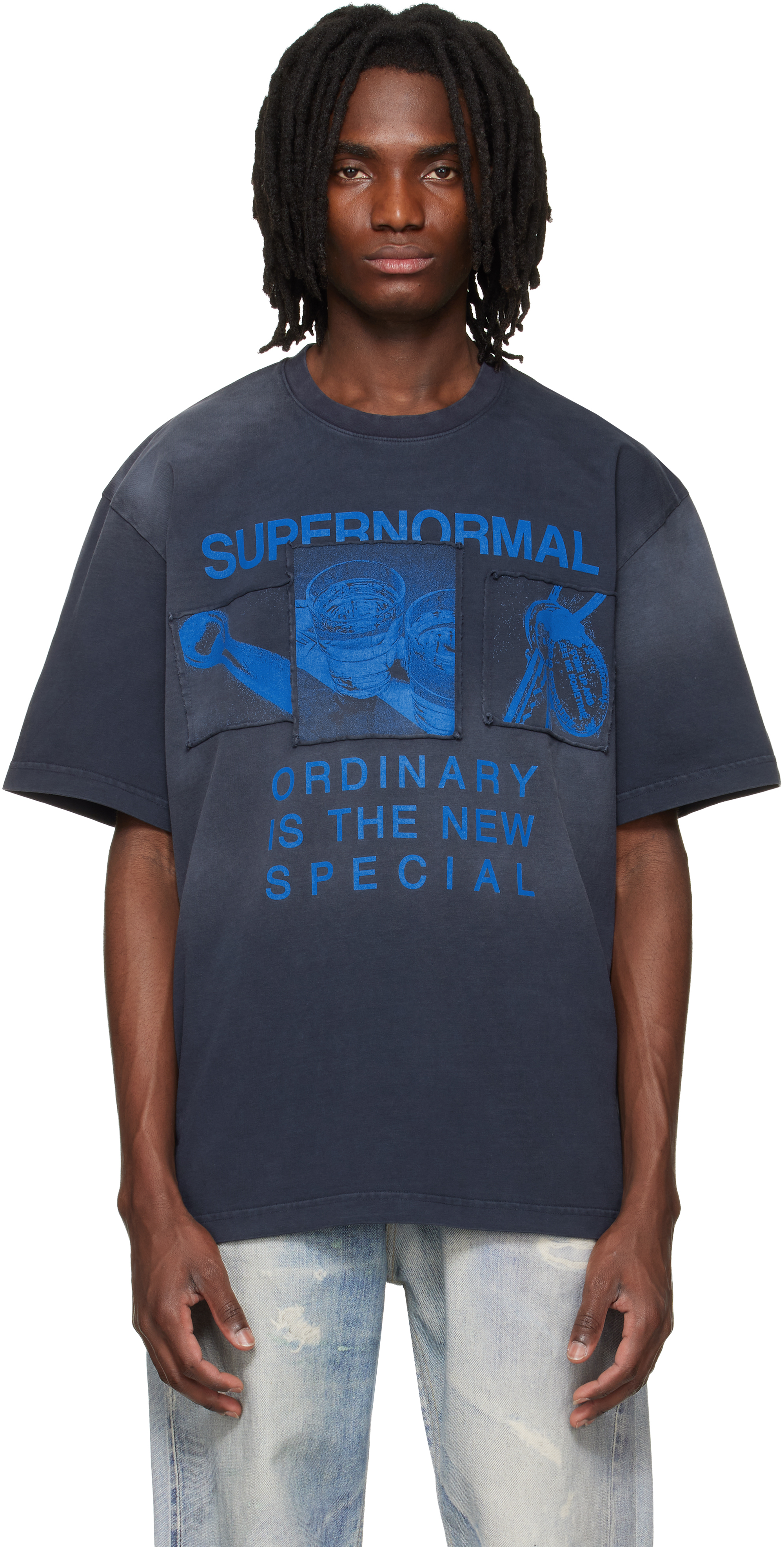 Navy Dropped Shoulder T-shirt