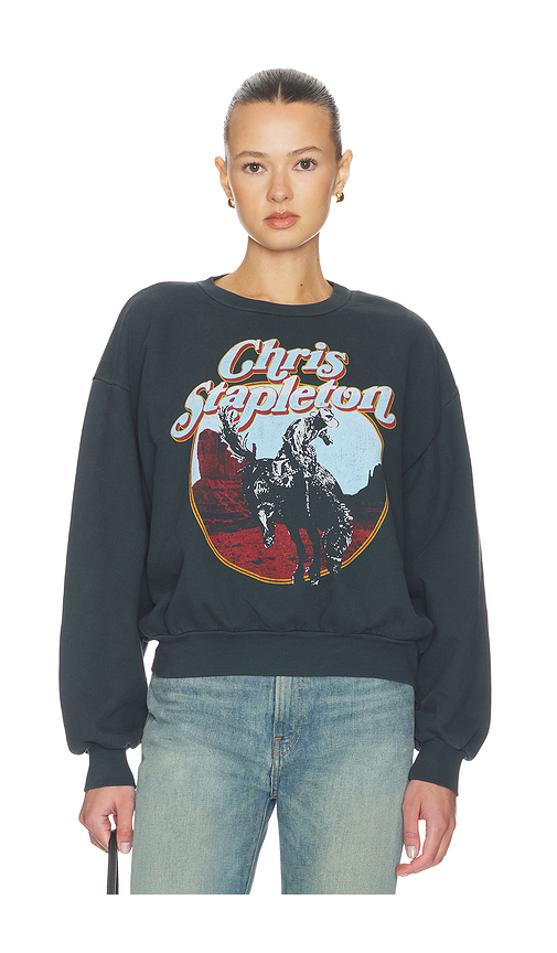 DAYDREAMER Chris Stapelton Horse Oversized Crew Sweatshirt in Black. L/XL. Also in