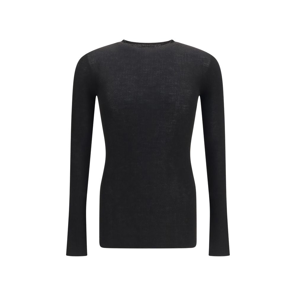 Ribbed Merino Wool Sweater — Black