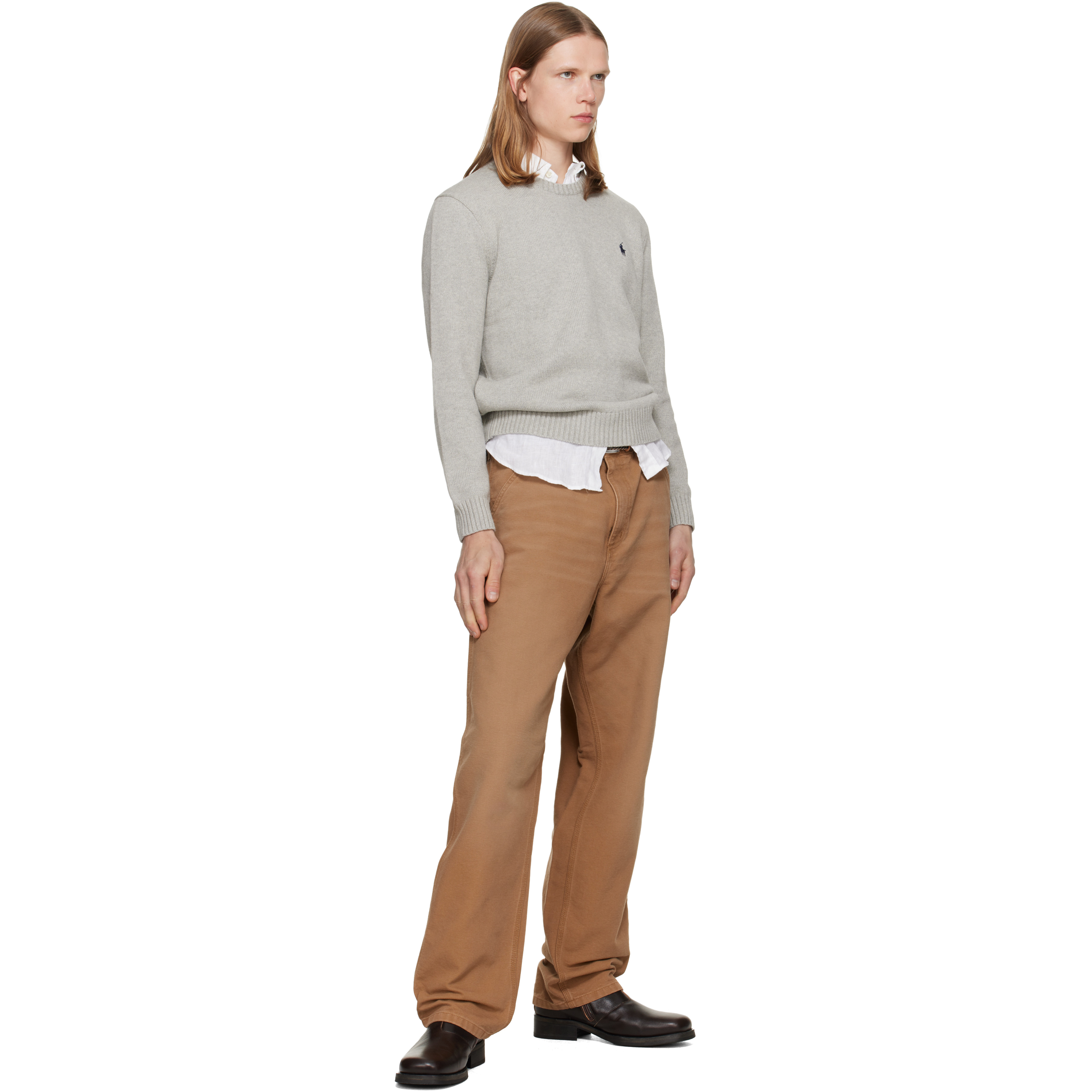 Gray Polo Long Sleeve Sweater
