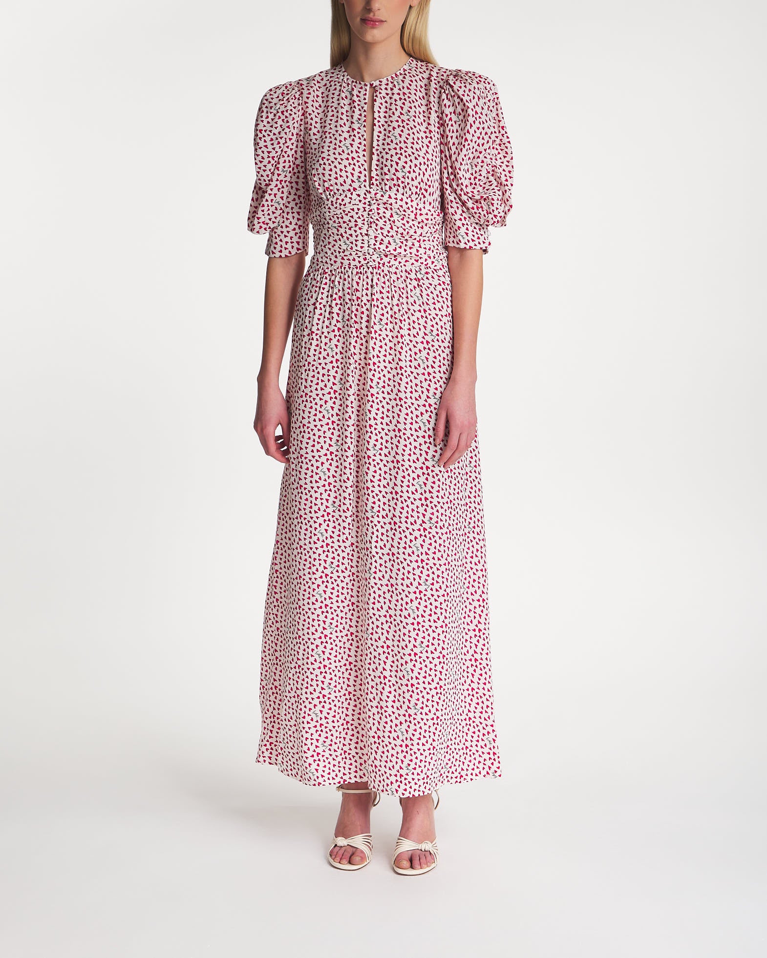 Rotate Maxi Dress Printed Flowy White/Pink