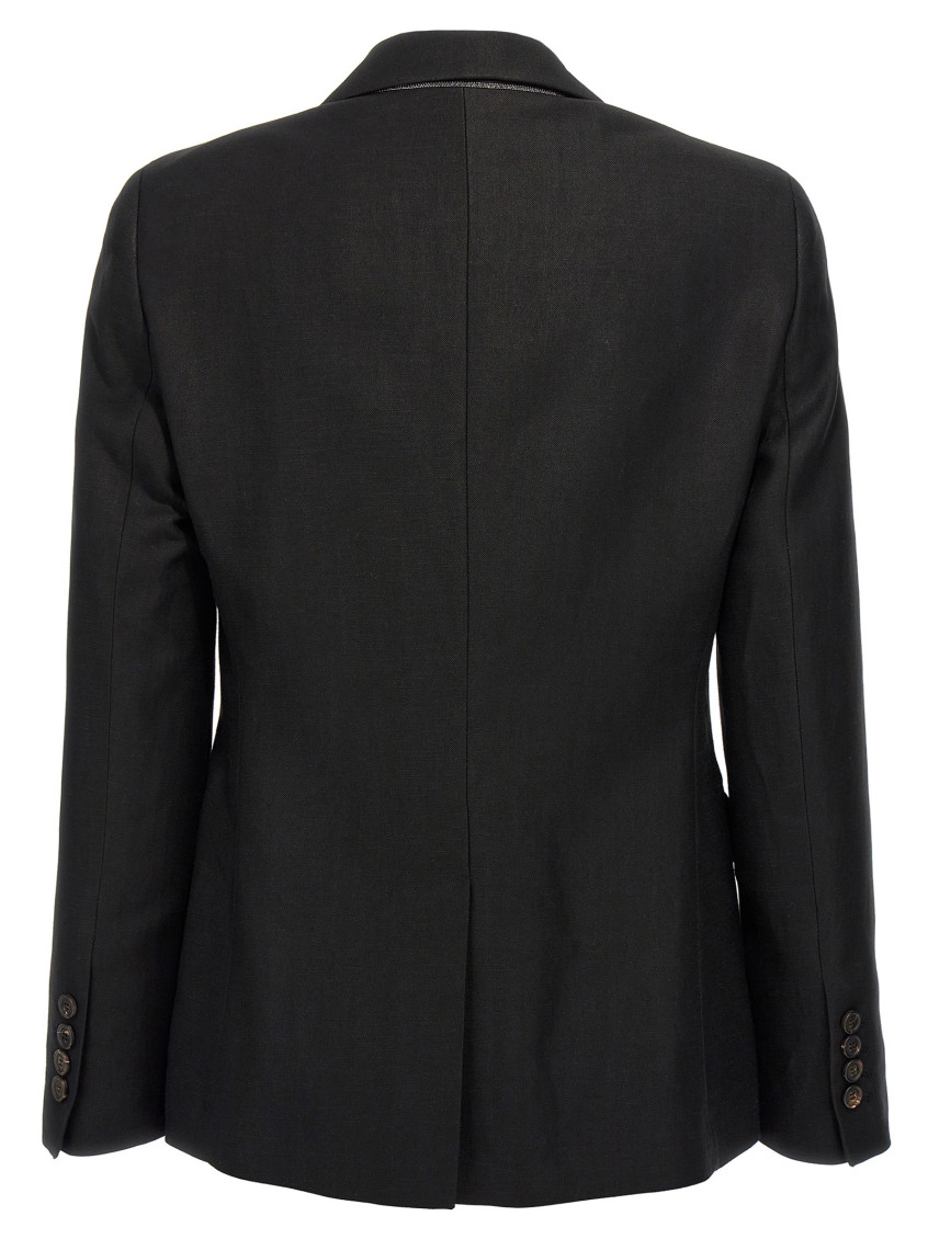 Monili-detail twill blazer - Black