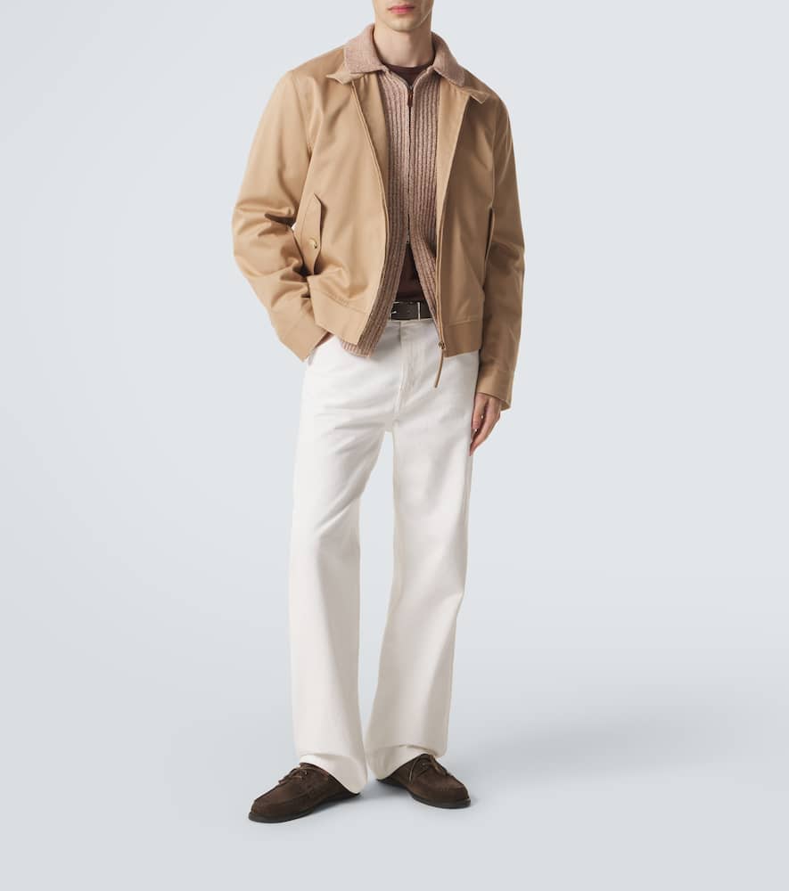 Cotton mouliné zip-up cardigan