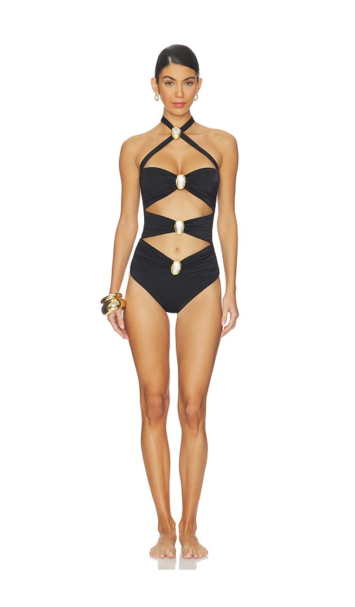 Cin Cin Diamond Moonstone Cut-out Swimsuit in Black. - M also in L, S
