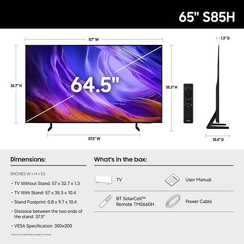 " 65"" Class S85H Series OLED 4K UHD Smart Tizen TV 26"