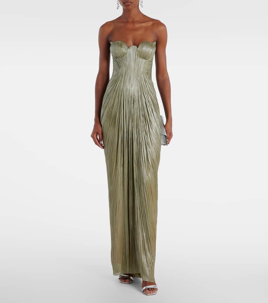 Jasleen strapless silk tulle corset gown