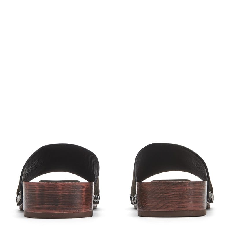 Women's Lanell Wood Bottom Slide Sandals (Black)