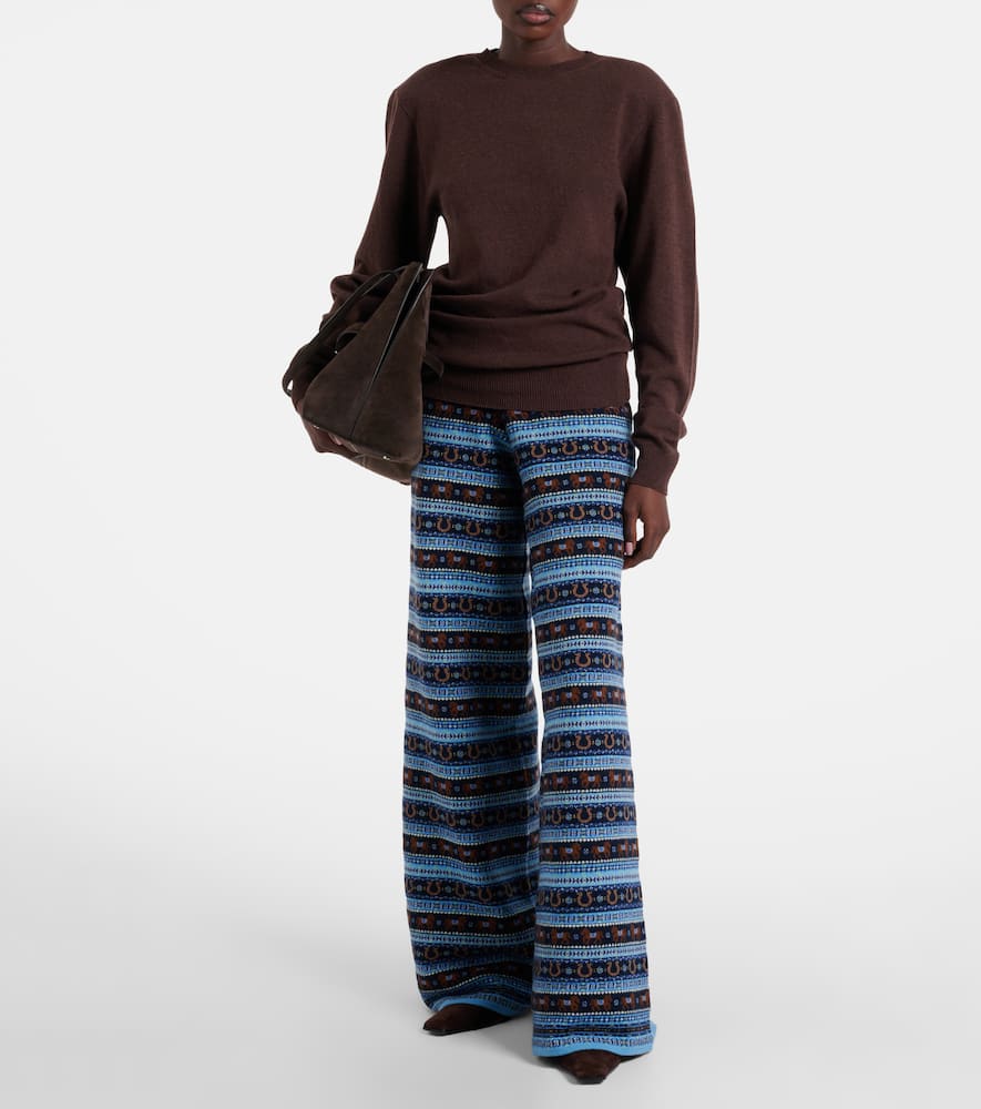 Knitted virgin wool straight pants