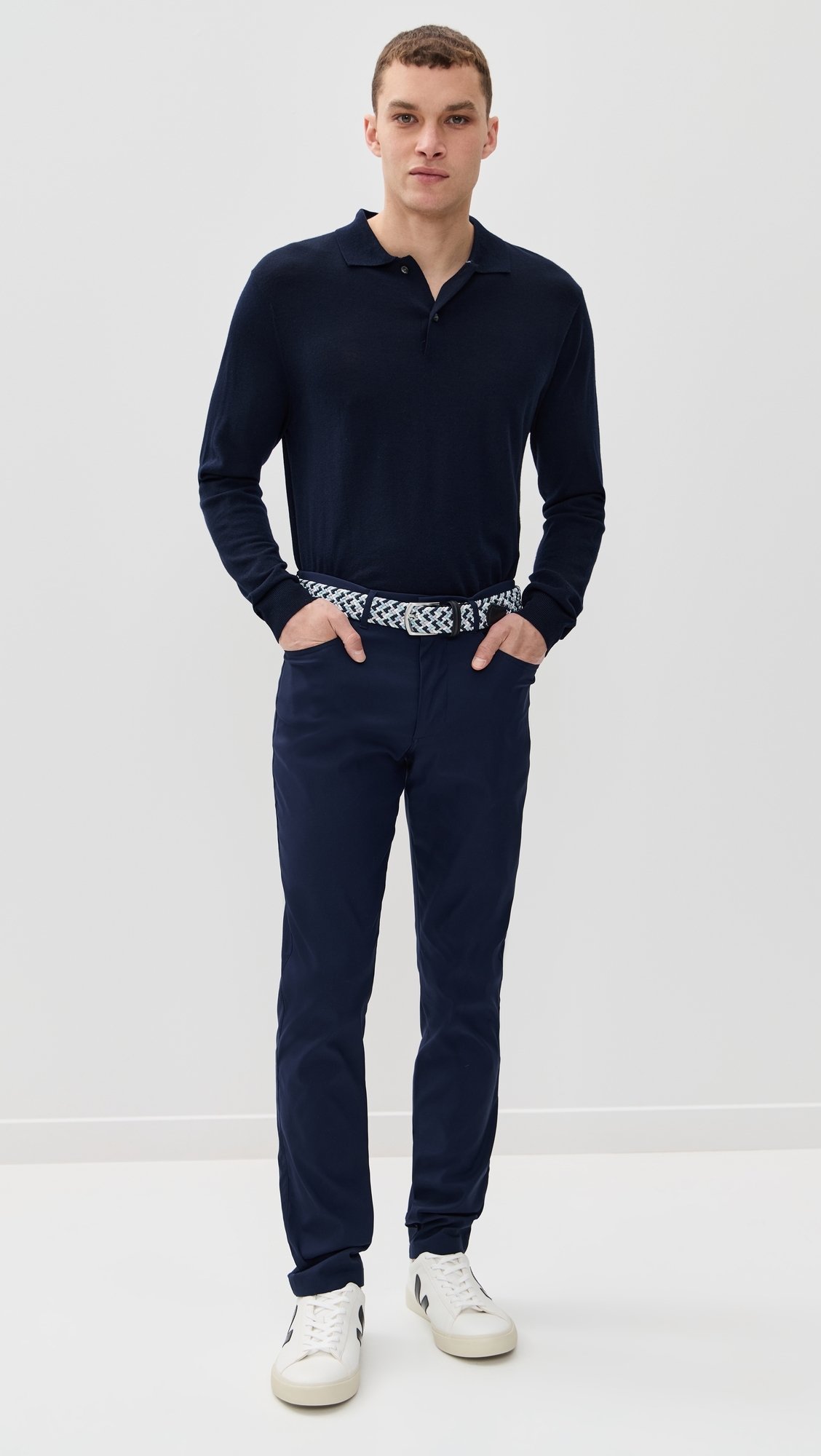 Greyson Saratoga Merino Long Sleeve Polo Sweater MALTESE BLUE