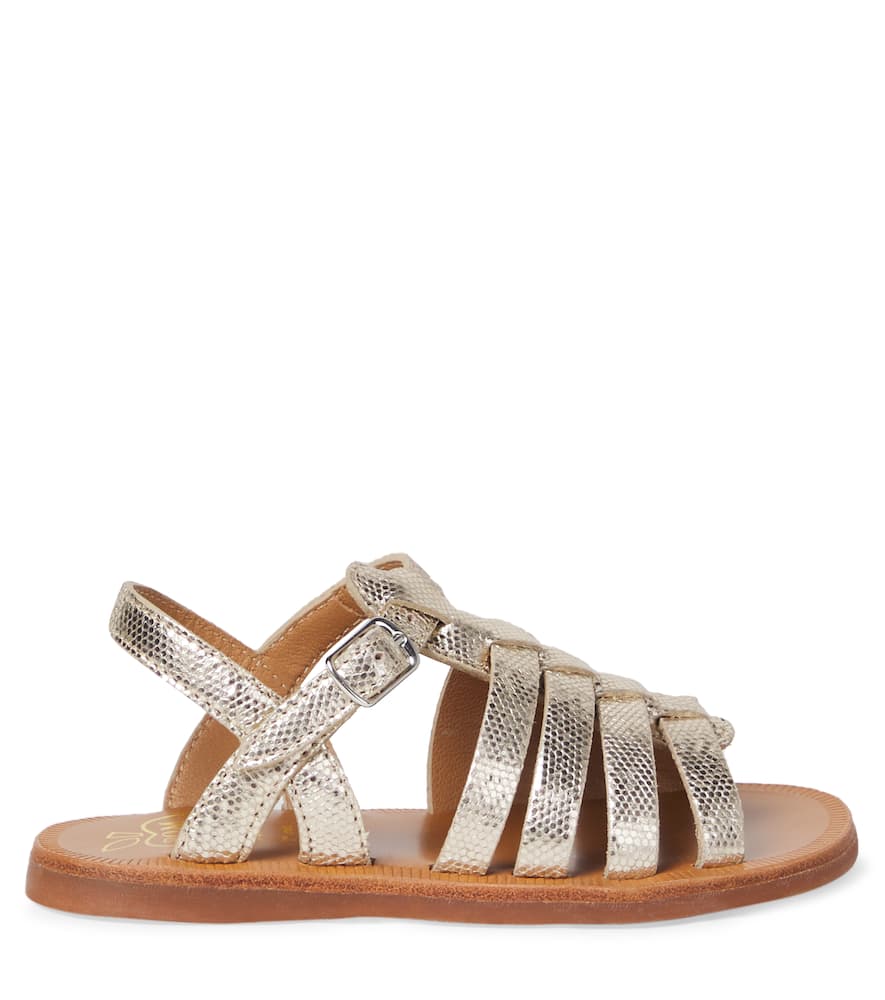 Plagette Strap metallic leather sandals