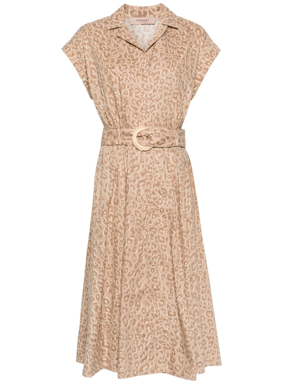 Leopard-print midi shirt dress - Neutrals
