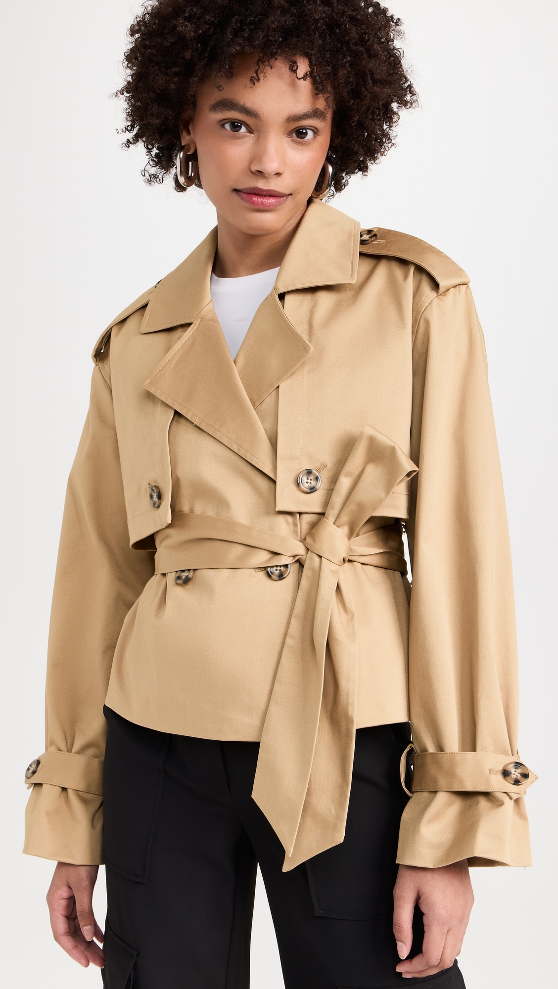 The Cropped Charles Trench Coat Sand
