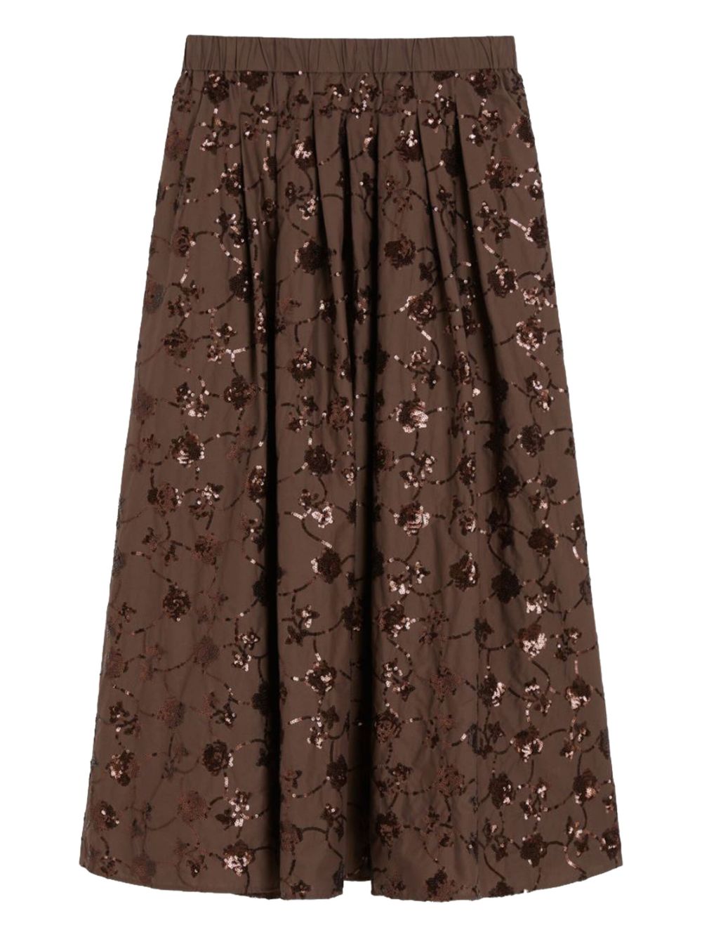 Sequinned cotton skirt - Brown