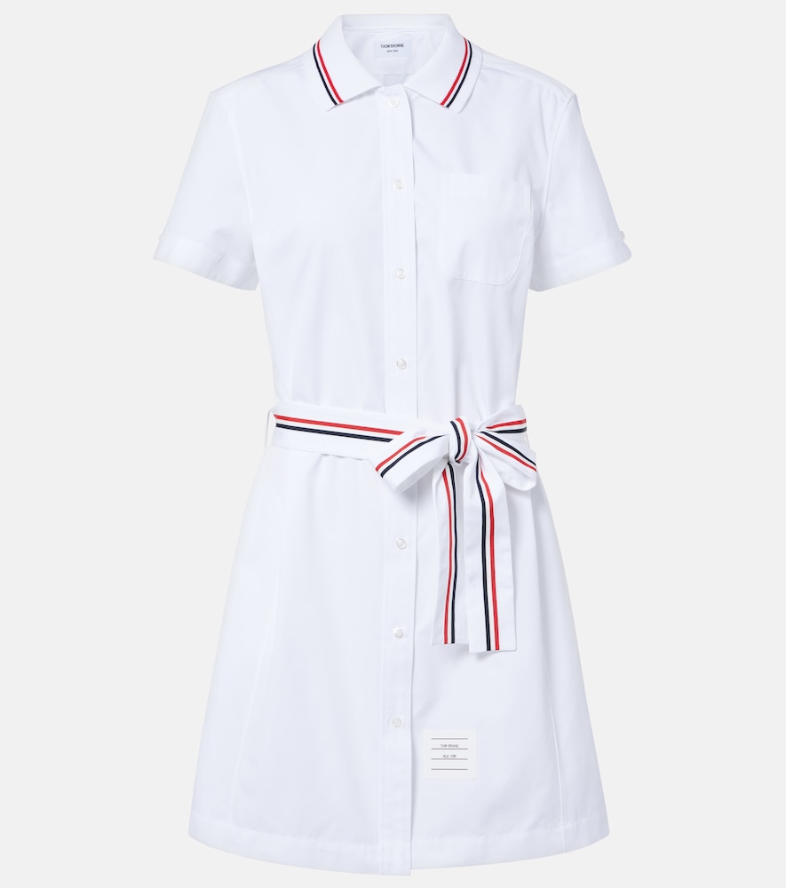 Belted cotton poplin shirt dress