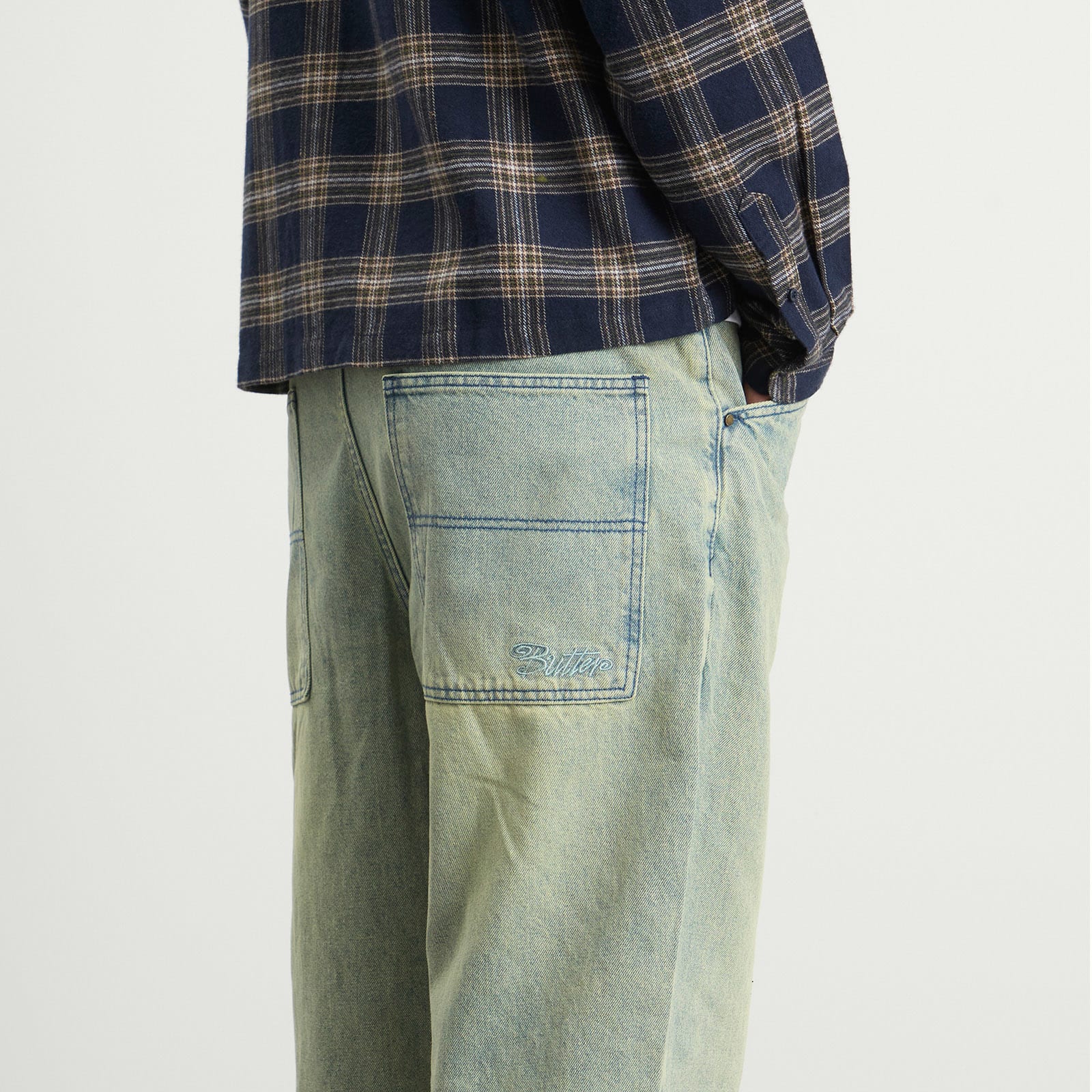Men's Trim Baggy Denim Jeans Sunfade Blue