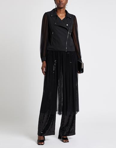 Woman Overcoat & Trench Coat Black Size 8 Polyimide, Elastane, Polyester