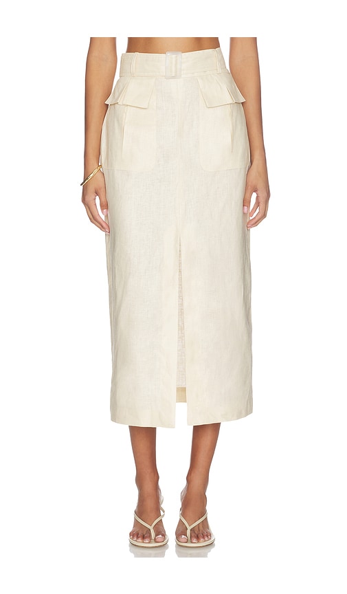 MATTHEW BRUCH Cargo Midi Skirt in Cream. 0 also , 4