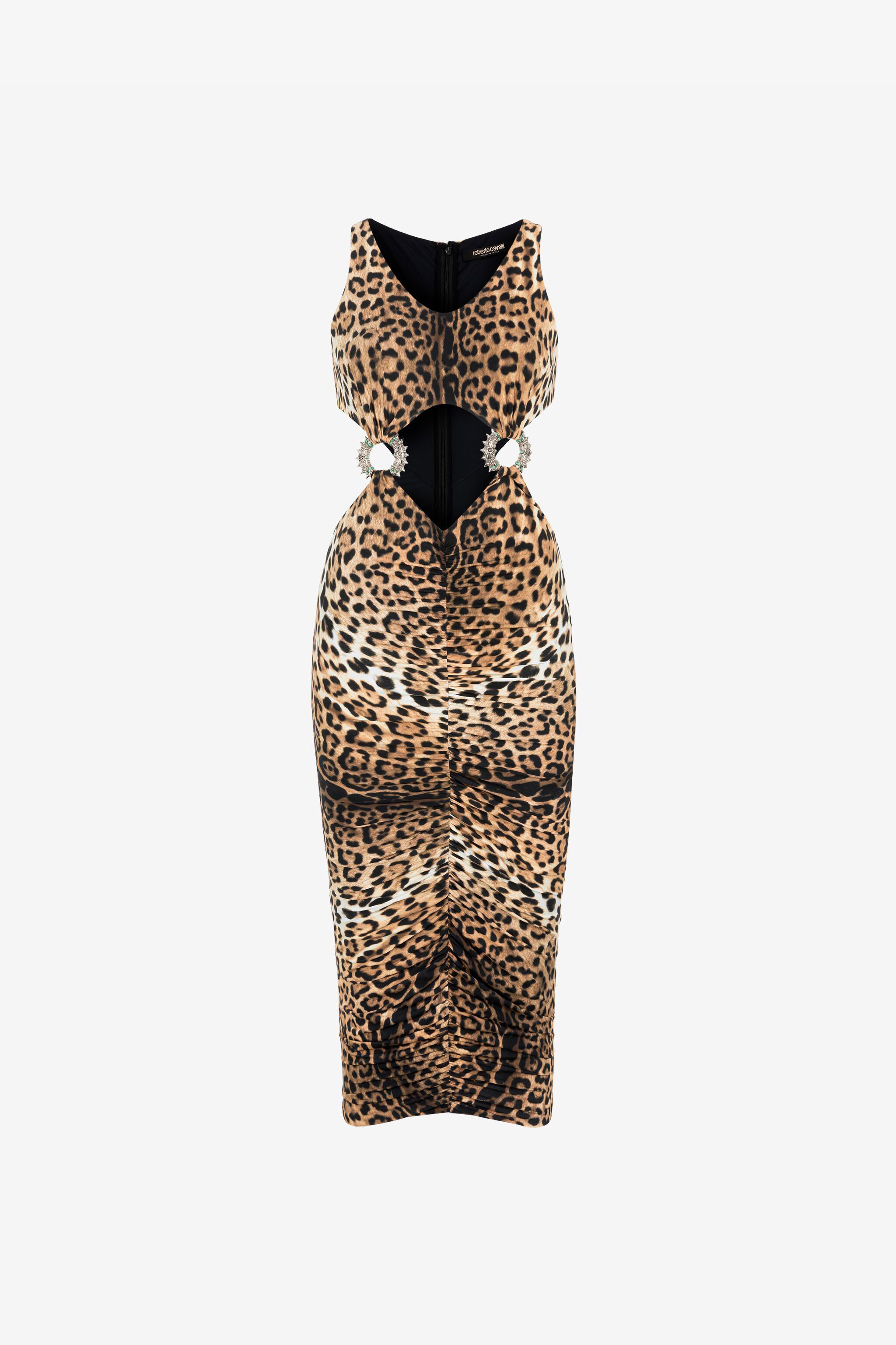 Jaguar-print Cut-out Dress