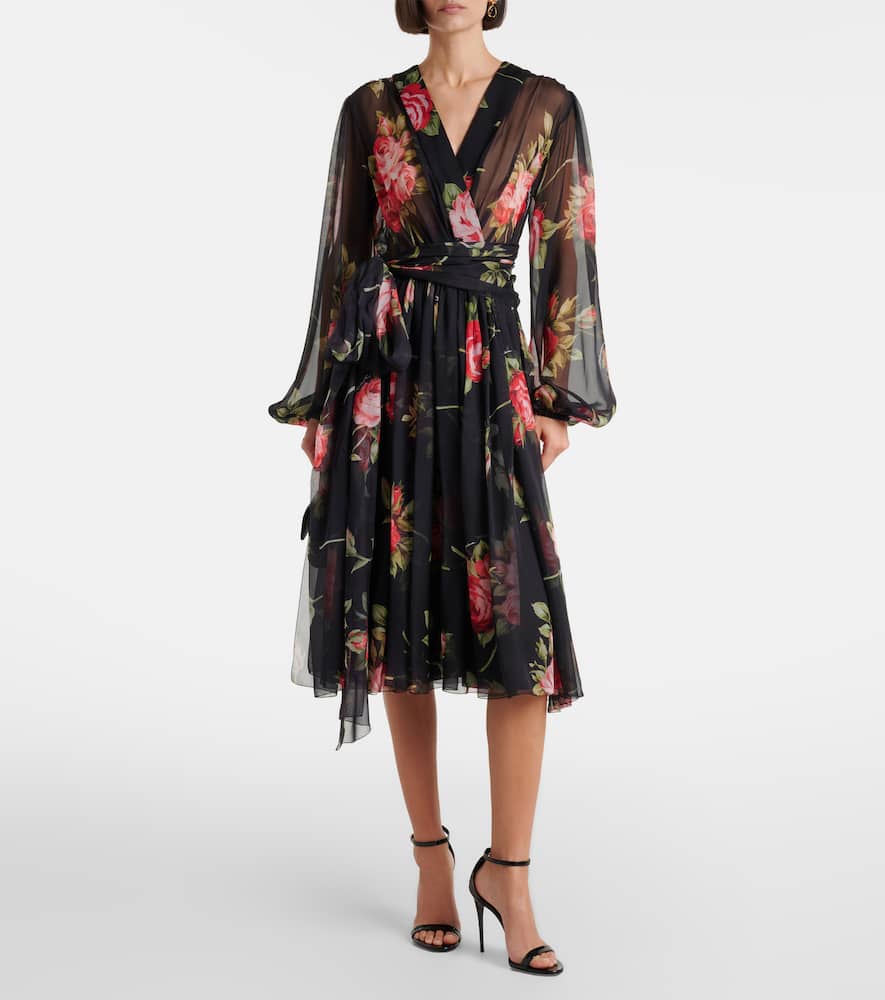 Floral silk midi dress