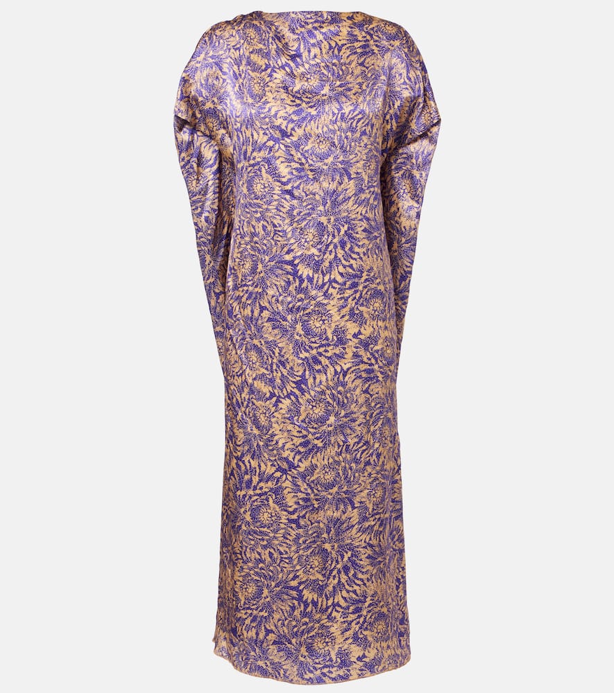 Floral silk satin midi dress
