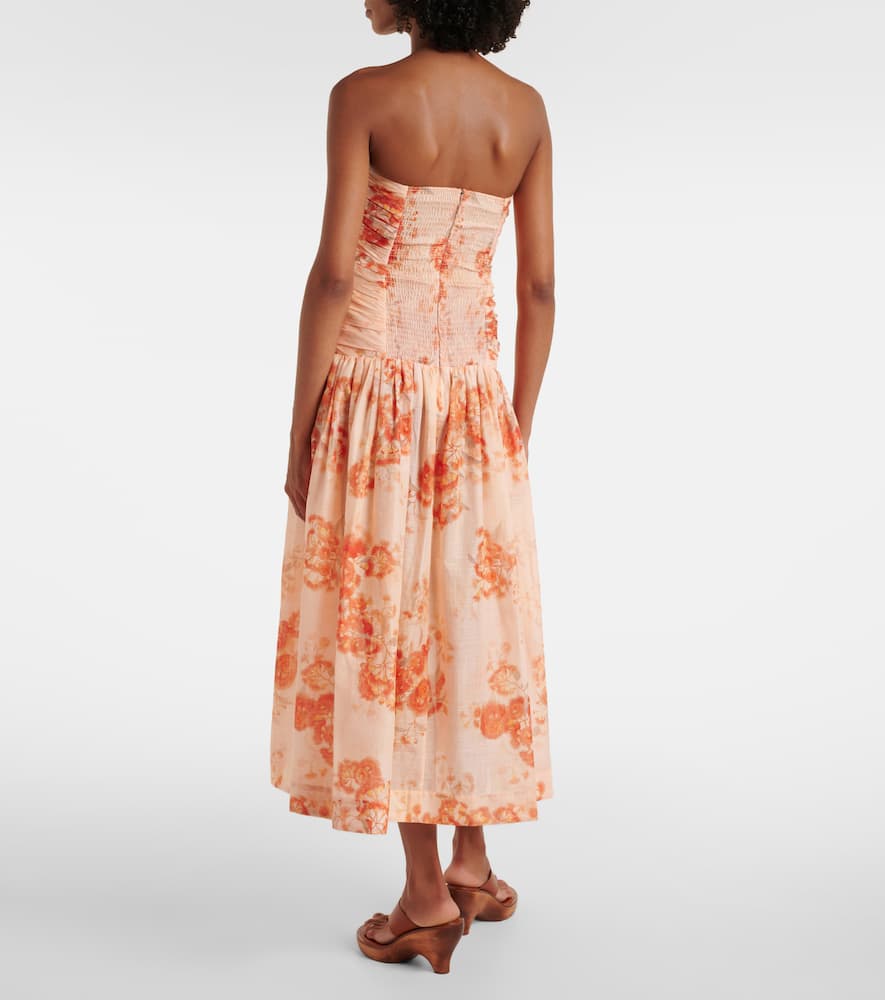 Cascadian floral strapless midi dress