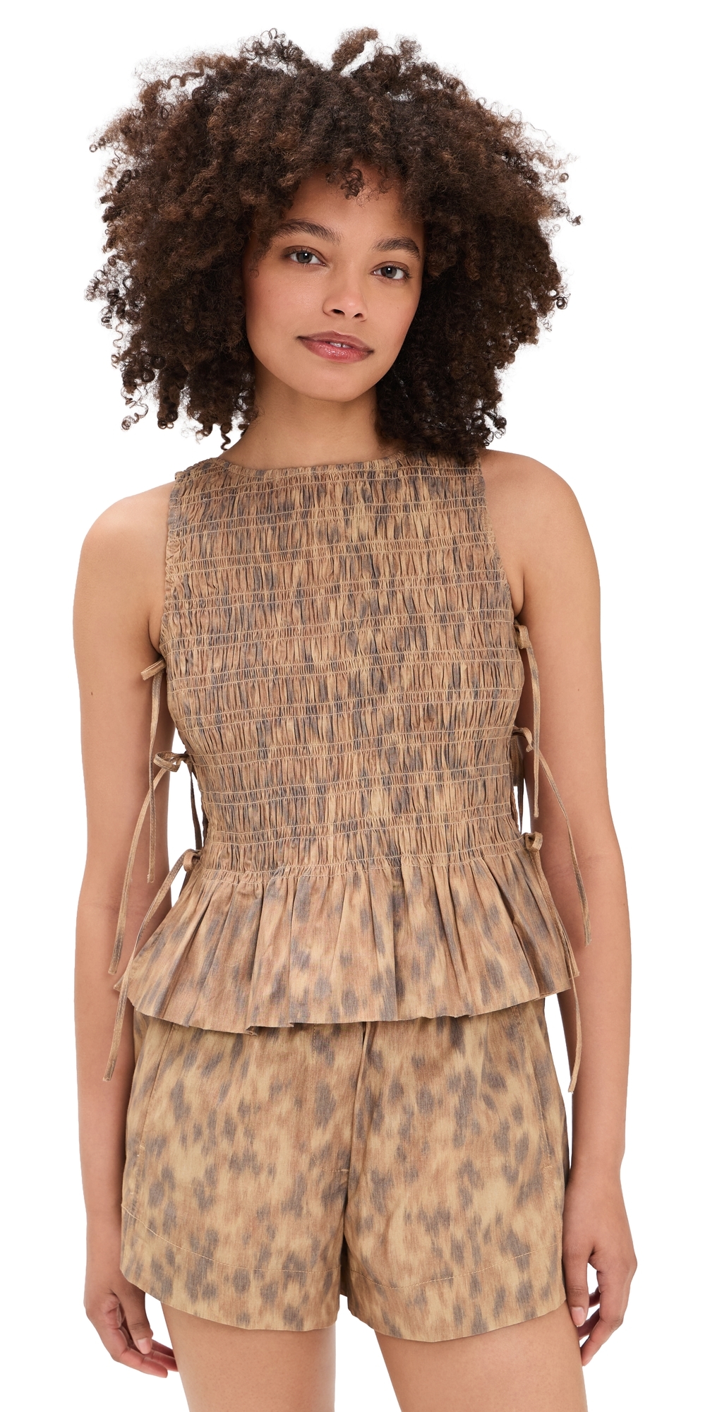 Cotton Smocked Tie String Top Burro