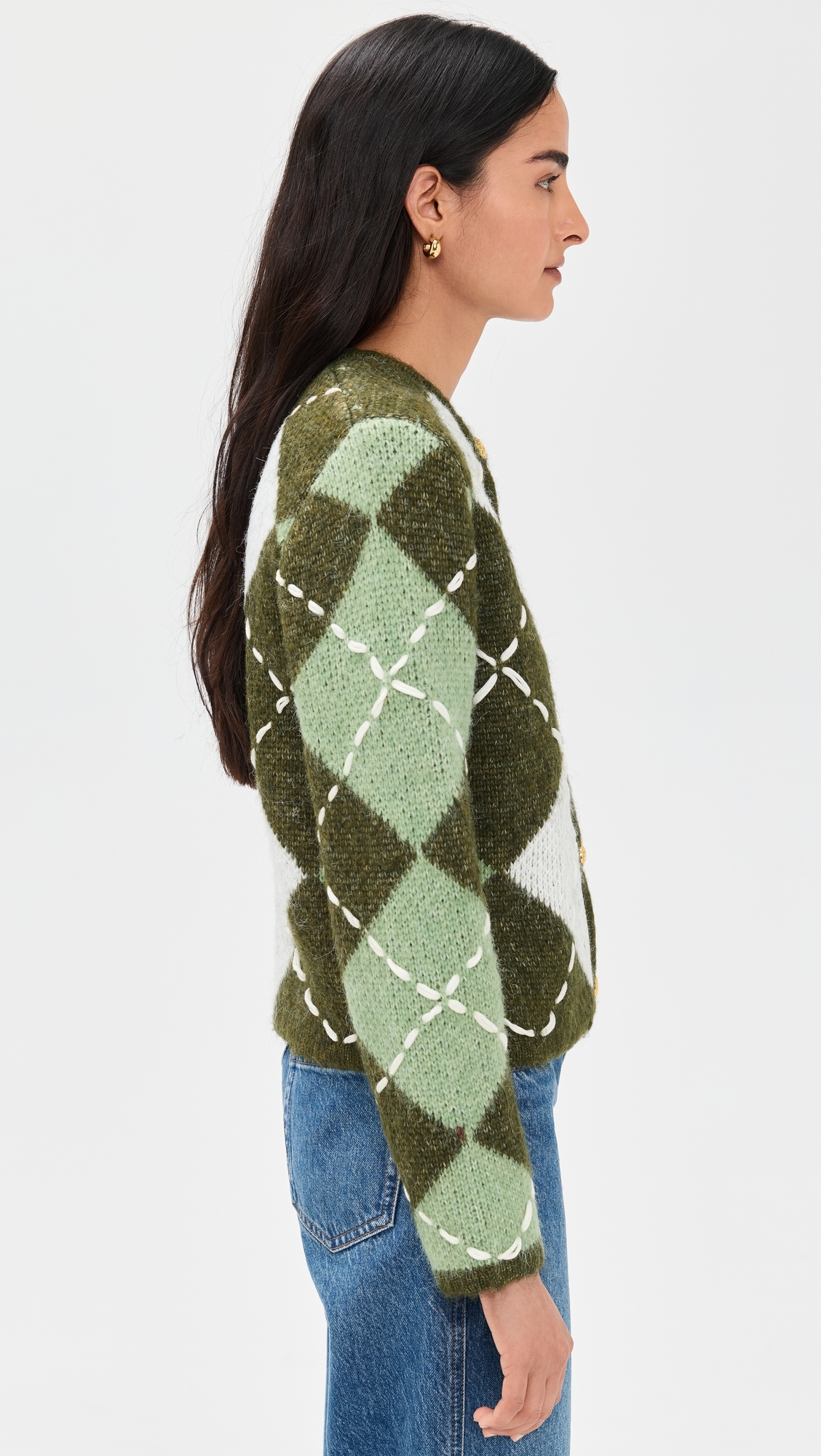 Argyle Cardigan Green