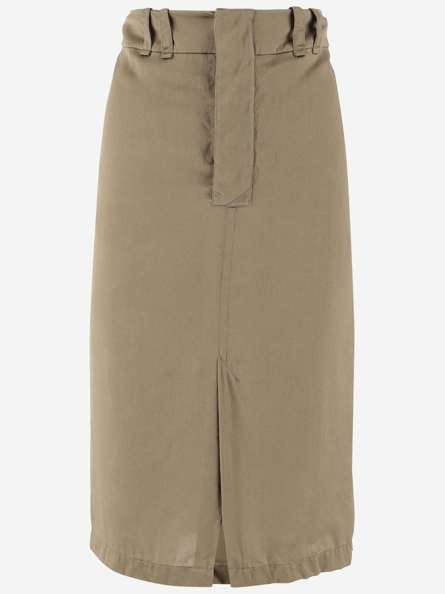 Silk Button-Front Skirt — Beige
