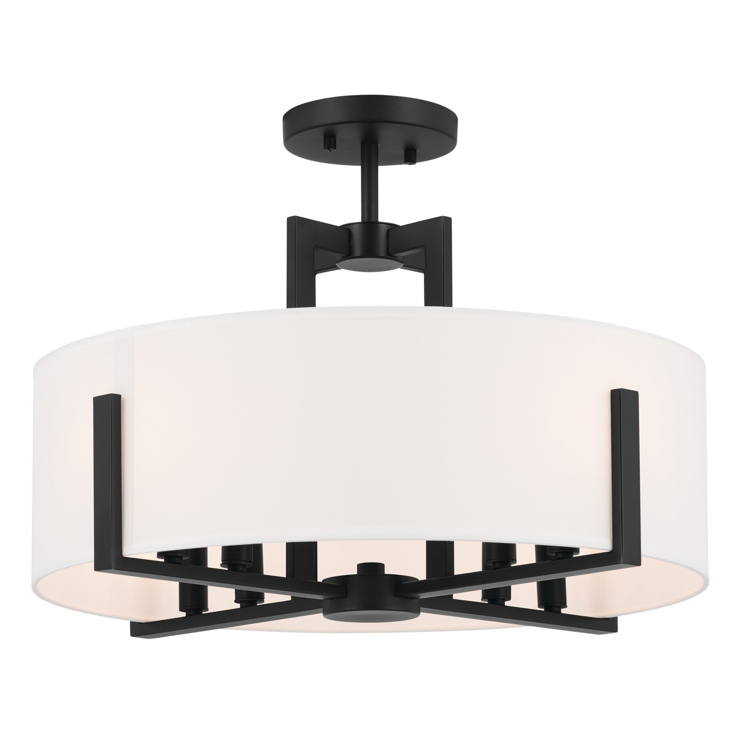 Black Eight Light Semi Flush Mount from the Malen Collection