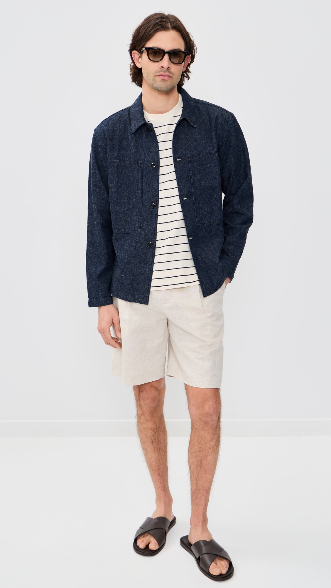 Mafra Denim Cotton and Linen Overshirt Indigo
