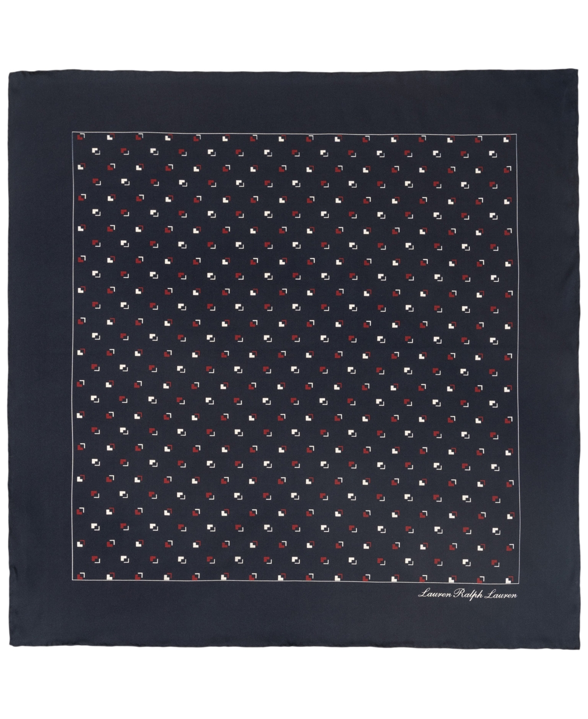 Geo Small Square Scarf - Navy Cream