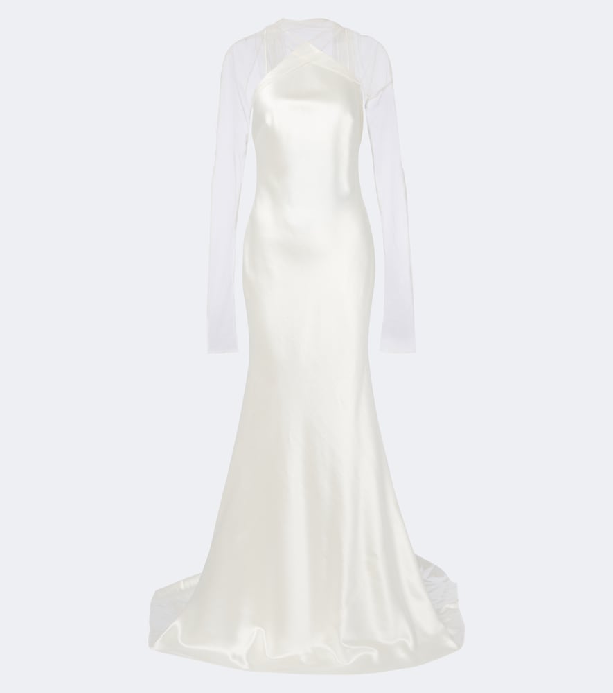Bridal Mari caped wool and silk gown
