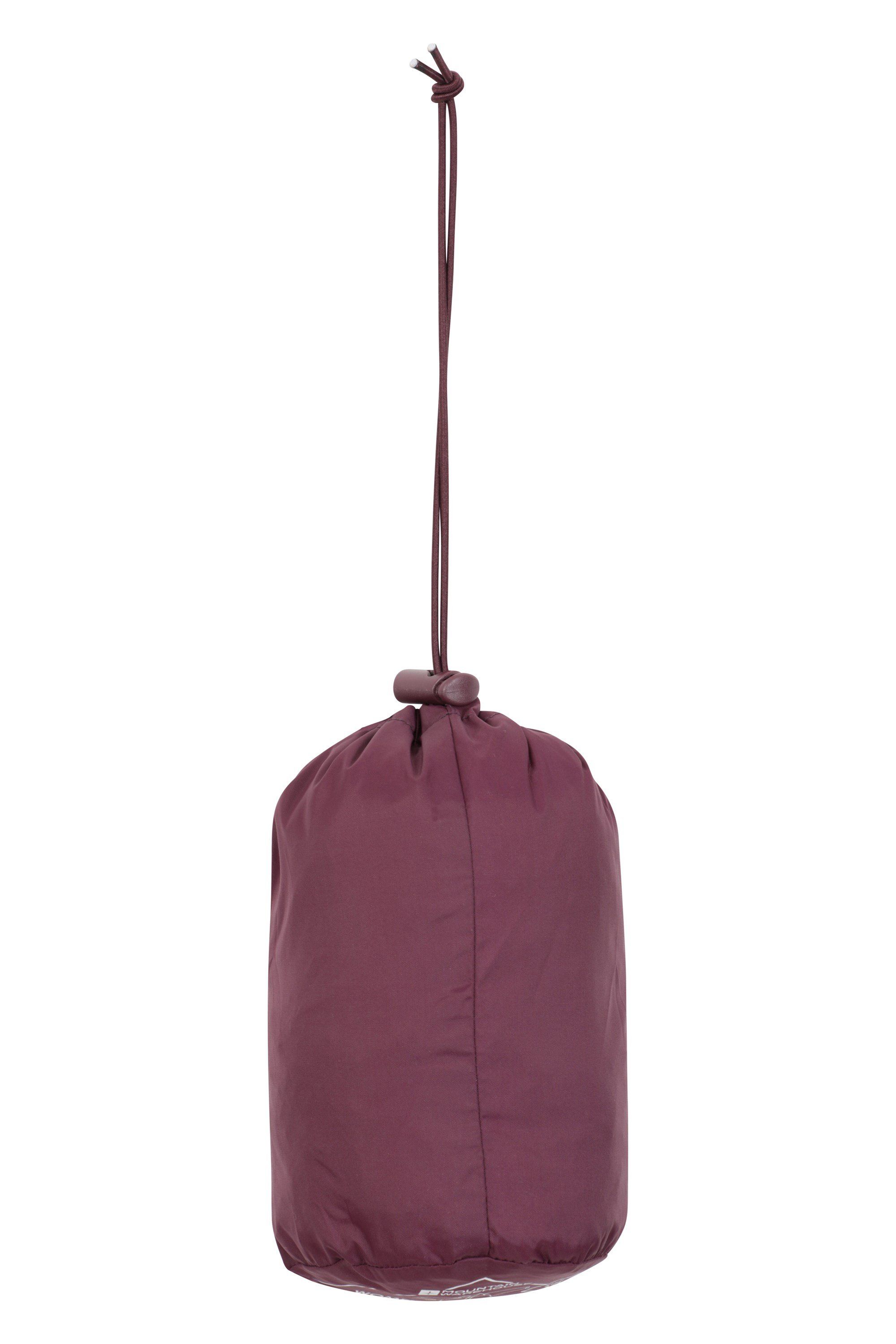 Mountain Warehouse Women's Pakka Waterproof Jacket Packable Foldaway Hood in Dark Mauve