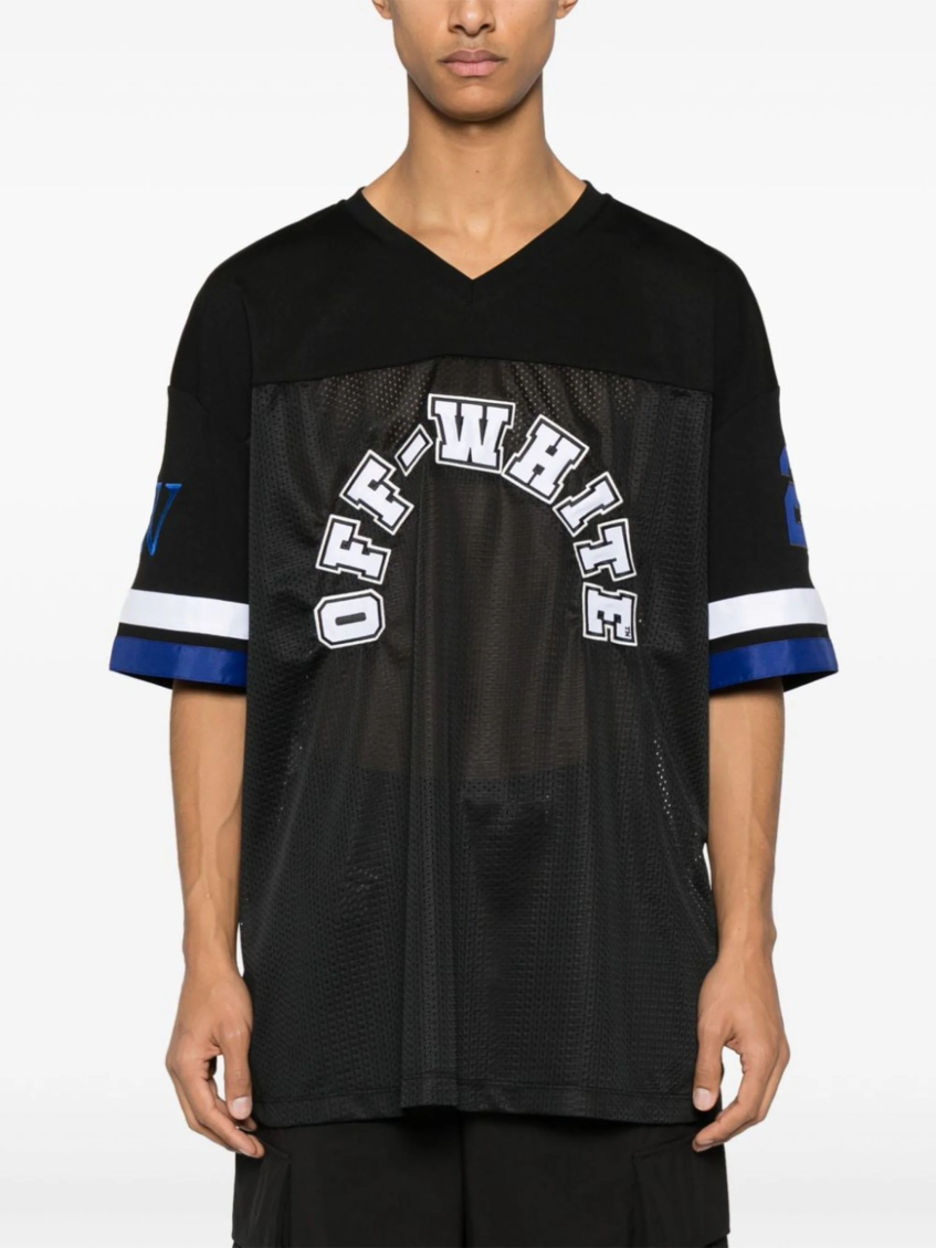 Logo-appliqué panelled T-shirt - 1001 BLACK WHITE