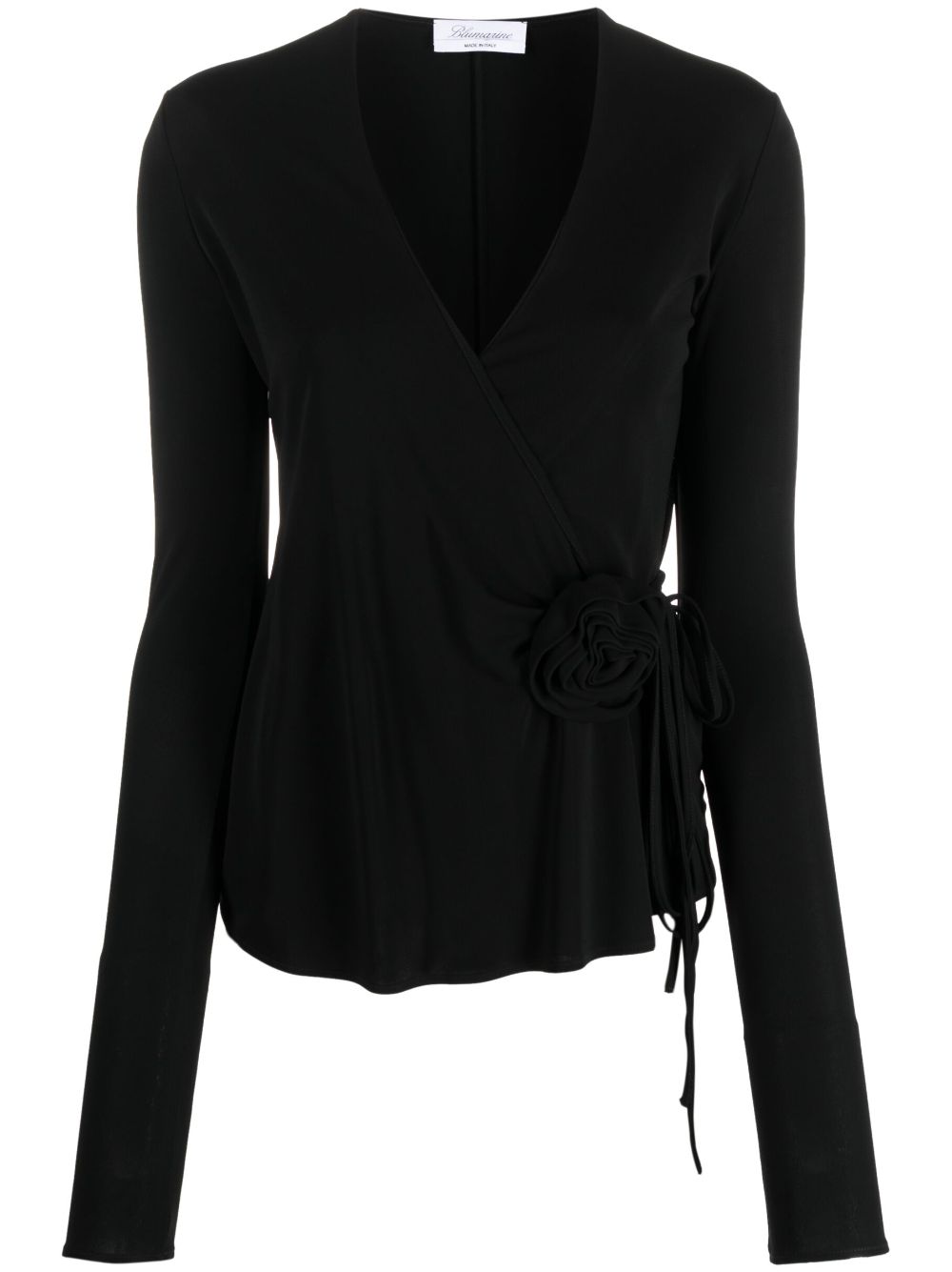 Long-sleeved wrap shirt - Black
