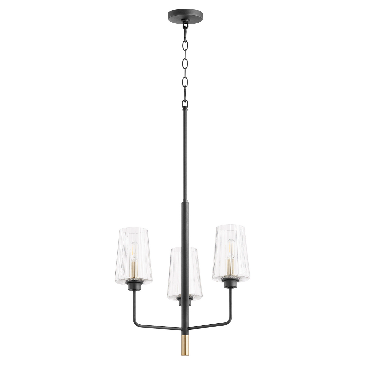 Dalia 3-Light Chandelier in Textured Black w with Aged Bra
