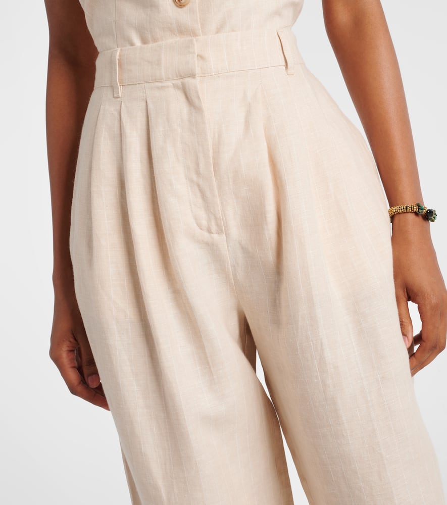 Lucille pinstripe linen barrel-leg pants